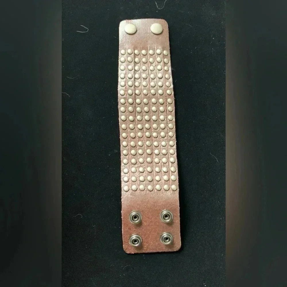 Brown leather studded cuff bracalet